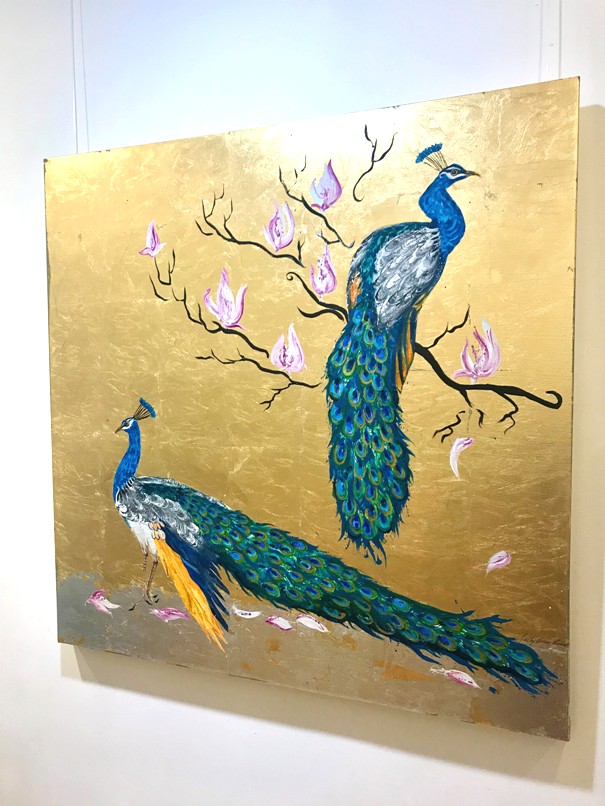 'Peacocks Together in Magnolia' by artist Sally Bruce Richards